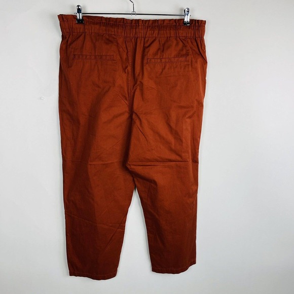 New LOFT Womans Sz XL Paperbag High Waist Pants Orange Relaxed Fit Crop NWT - Picture 6 of 8